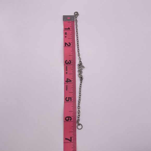 Macy's Women's Cursive Script Love Silver Bracelet - Picture 9 of 12